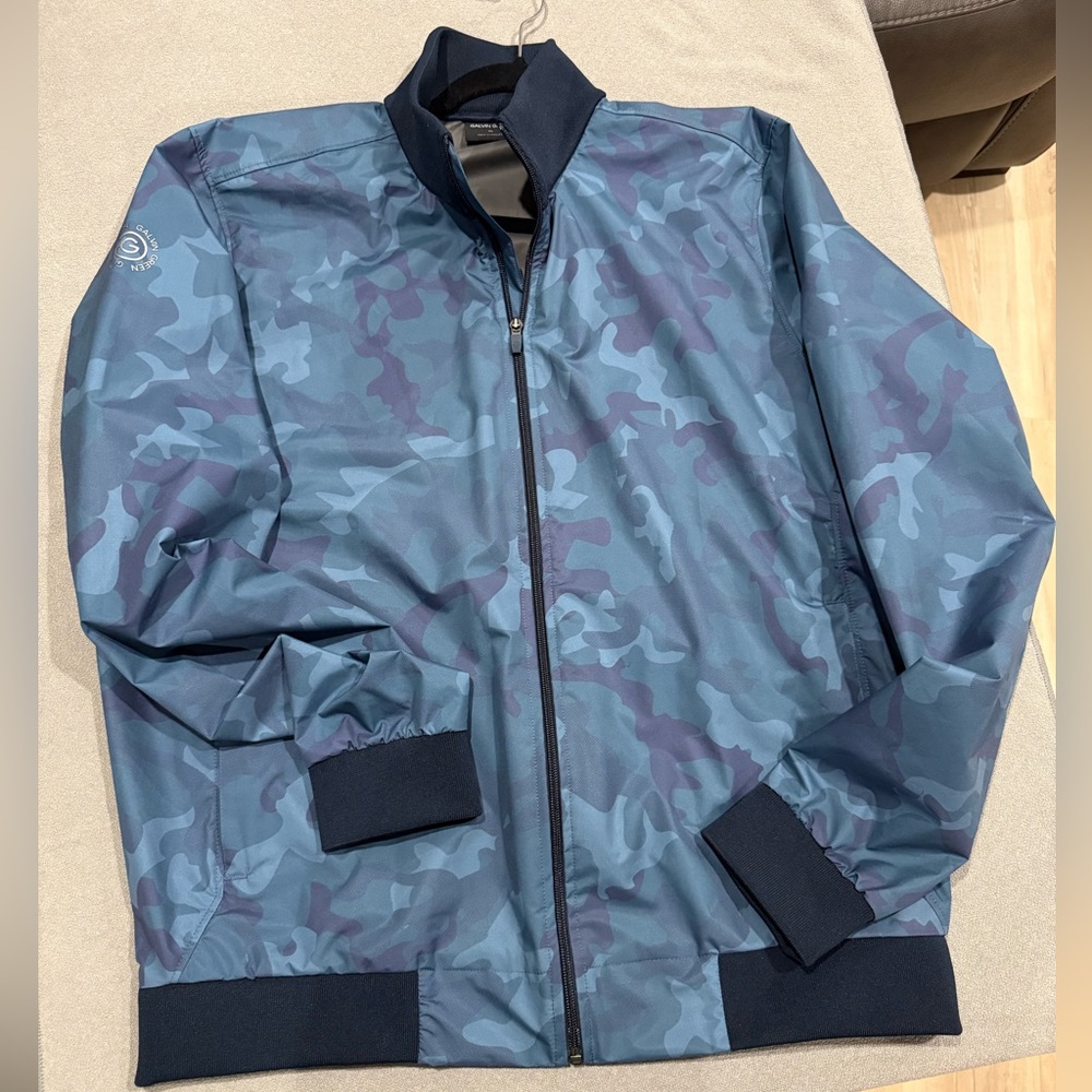 Galvin Green - Men's Blue Camo Zip-Up Jacket Golf